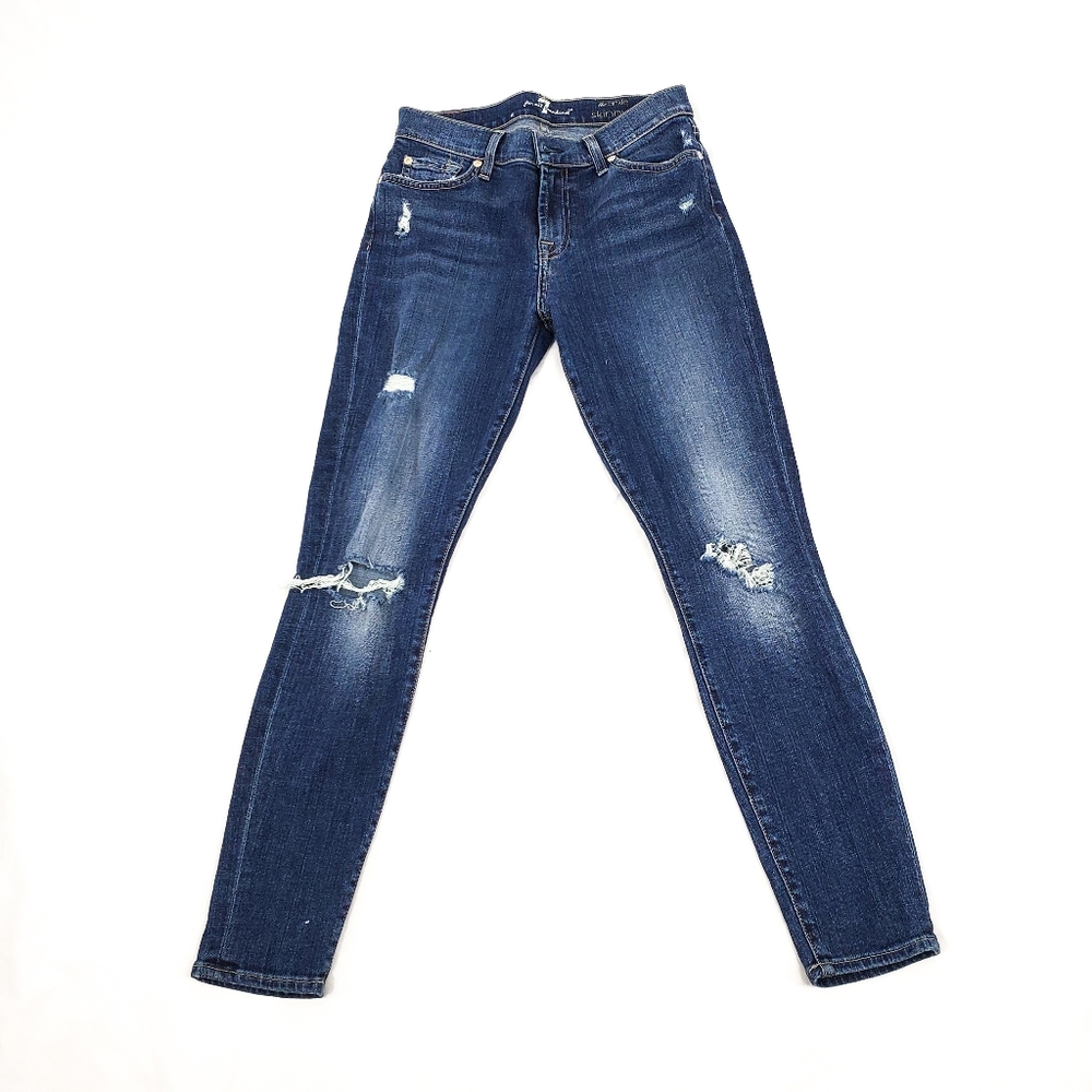 7FAM Ankle Skinny Distressed Jeans Size 24